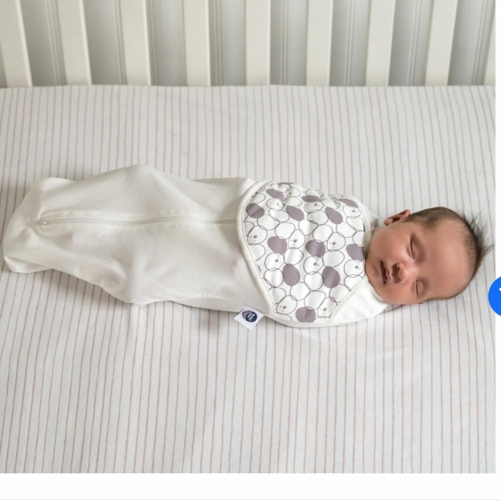 Nested Bean Soft White and Gray Swaddle